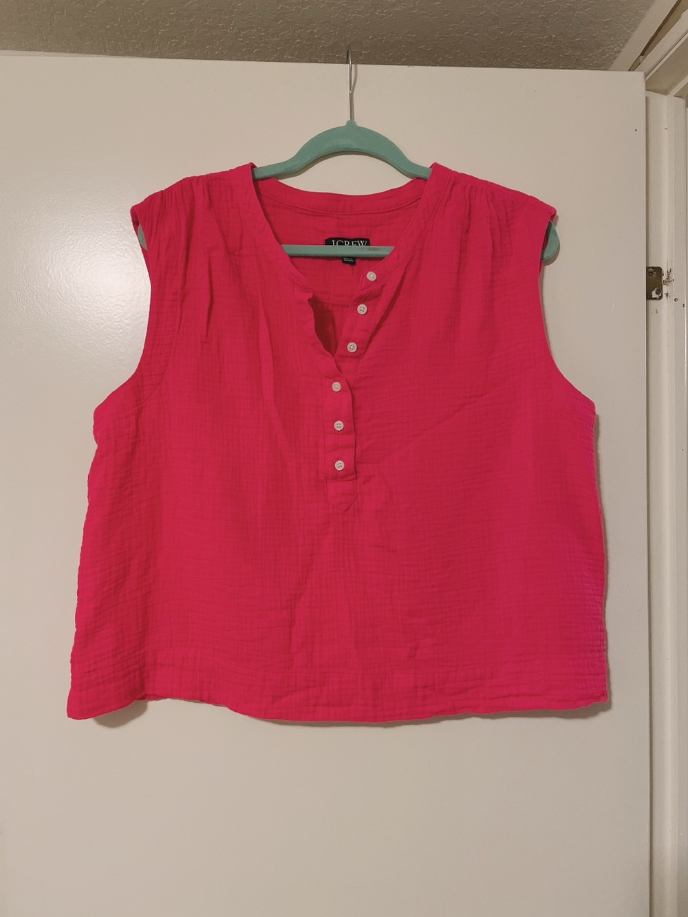 J Crew Pink Gauzy Cotton Boxy Pullover Vest Size XL - Picture 4 of 9